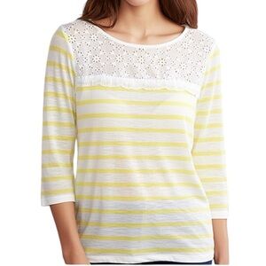 H&M Eyelet Collar Zippered Back Striped Top